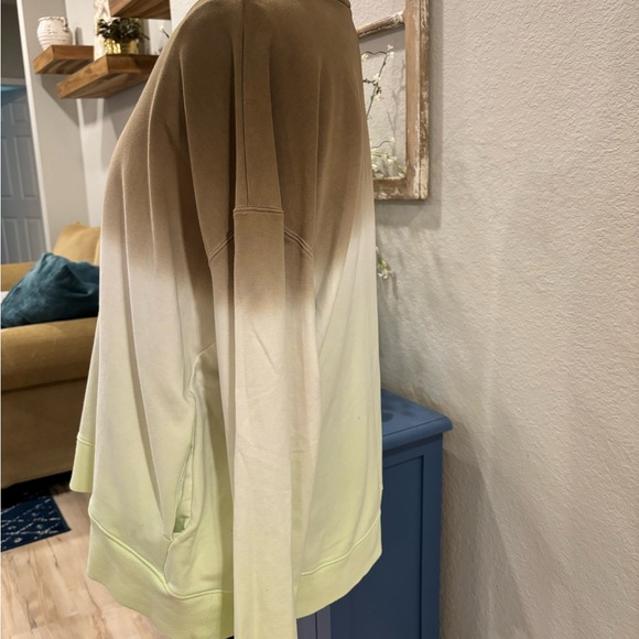Women's Crew Neck Sweatshirt Thumbholes and Pockets Olive Mint Dip Dye L/XL - Picture 5 of 10